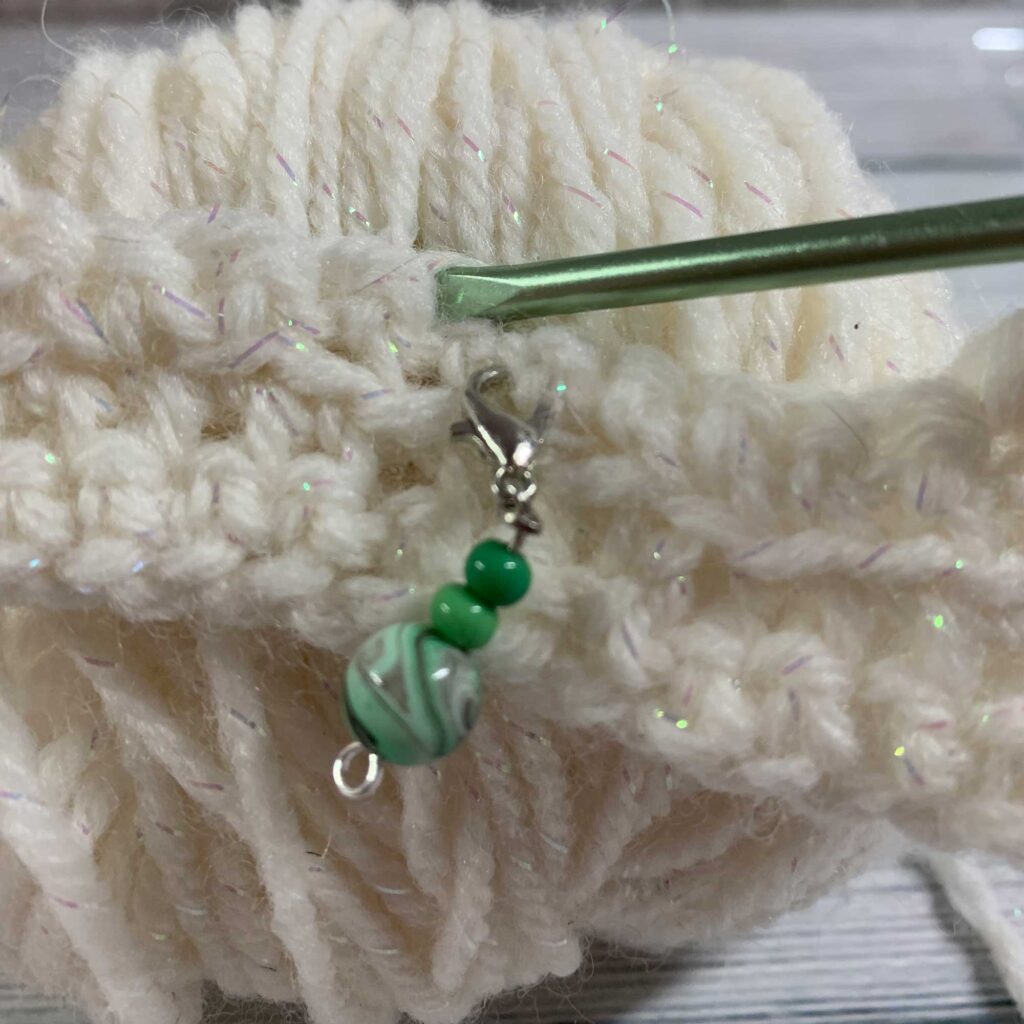 Green bead stitch marker